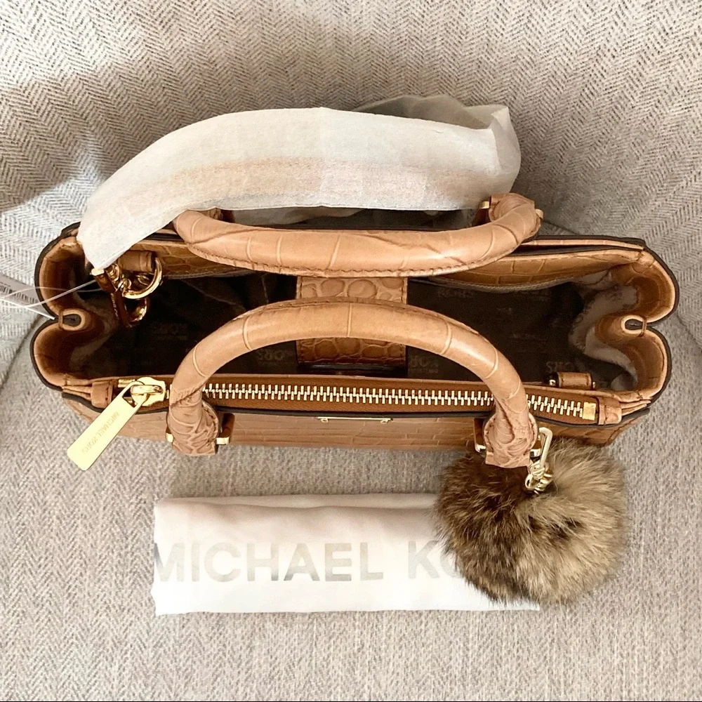 Michael Kors Kellen Satchel Croc Embossed Bag